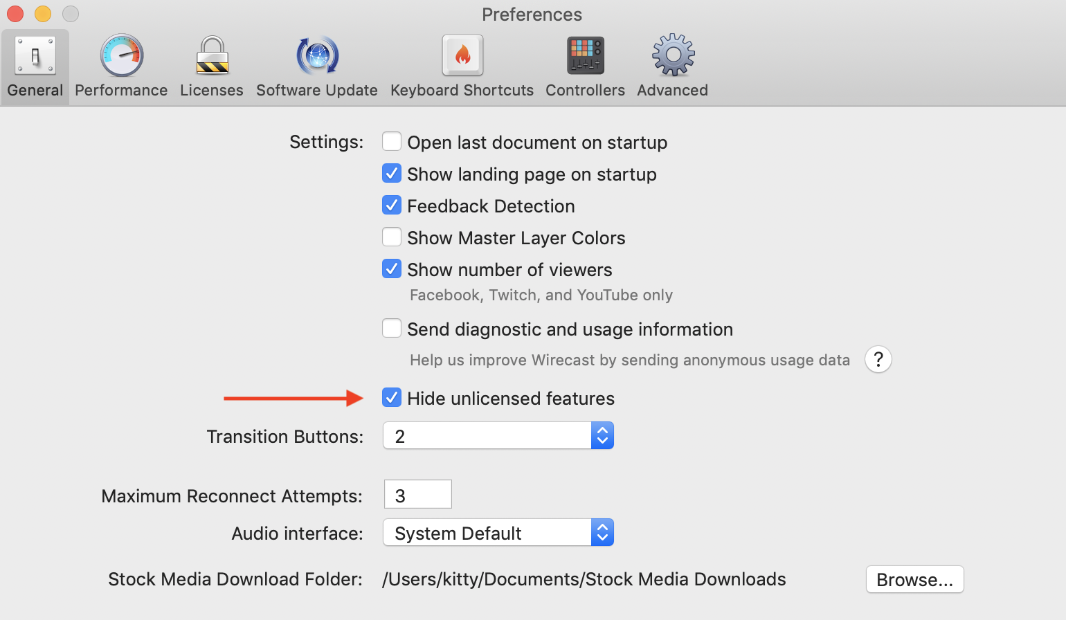 Wirecast Preferences