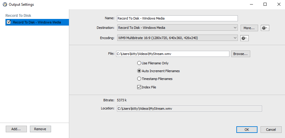 Wirecast: Record to Disk