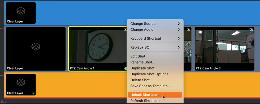 Wirecast: How to Lock the Shot Icon