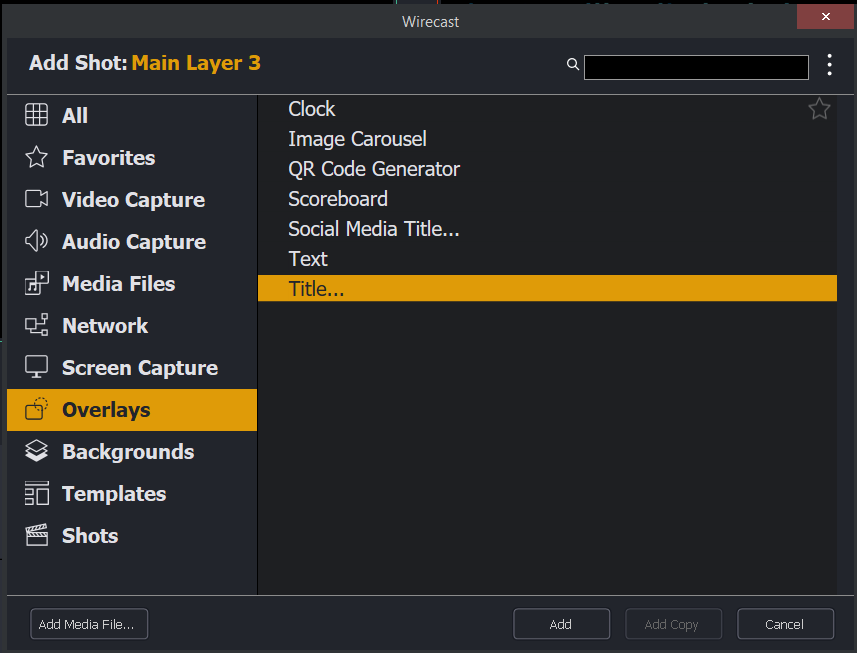 Wirecast: Titles
