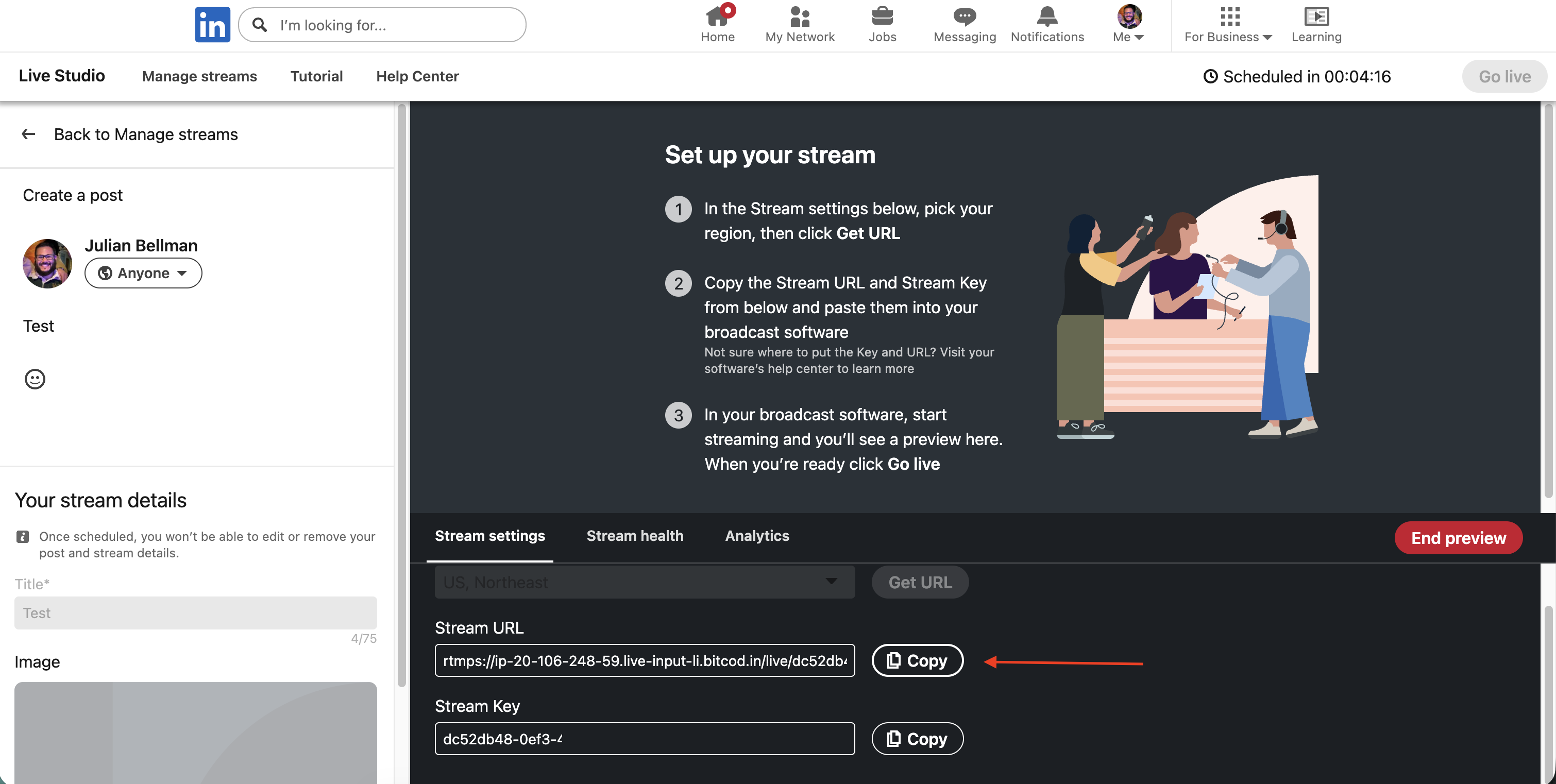 Wirecast: How to Stream to LinkedIn via RTMP