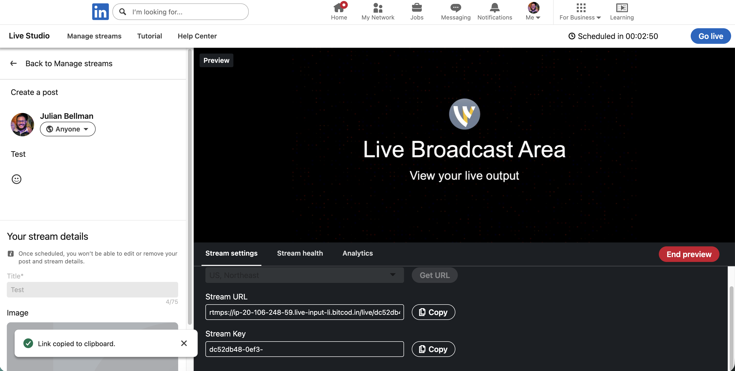 Wirecast: How to Stream to LinkedIn via RTMP