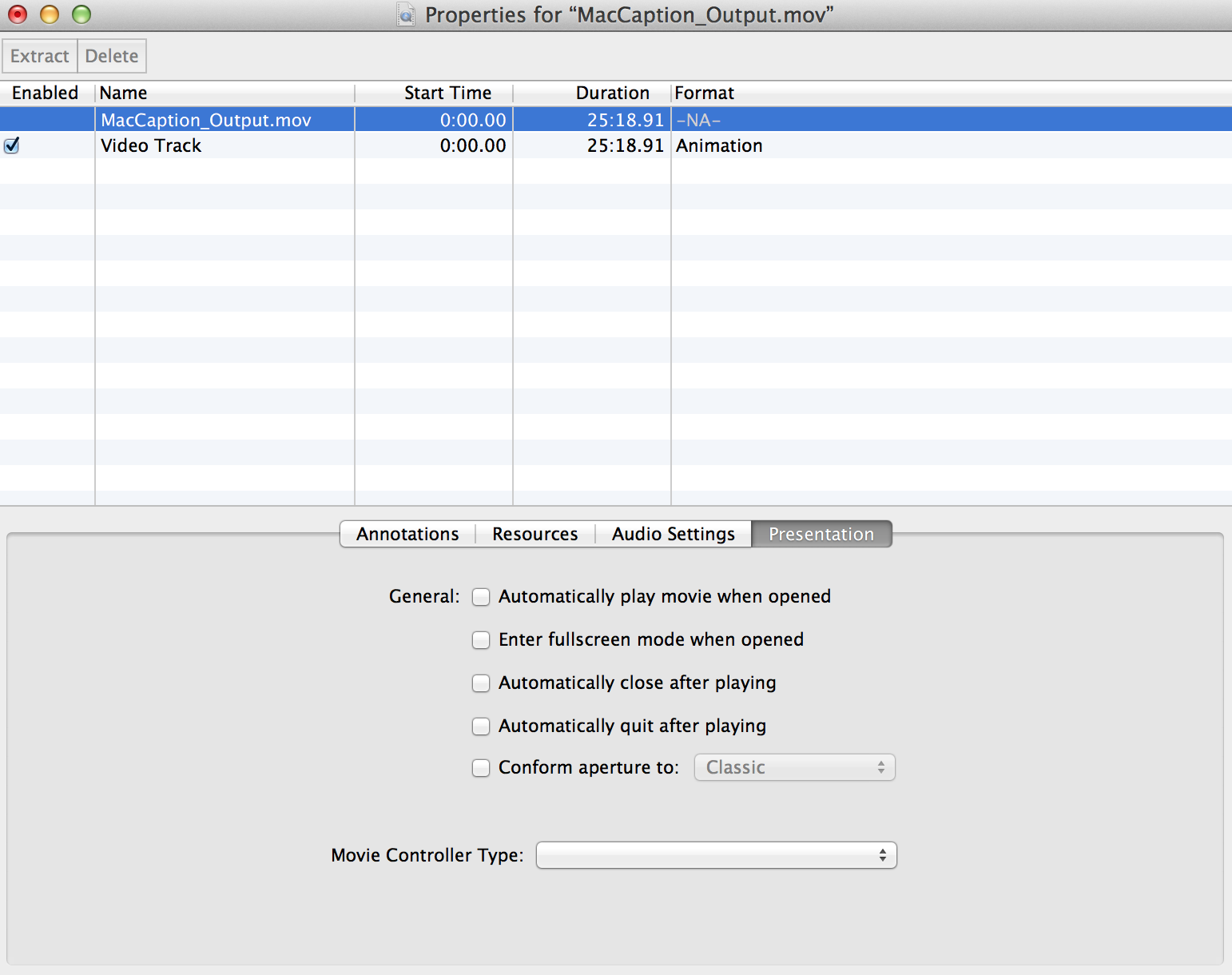 White box showing in Quicktime files.